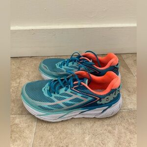 Hoka One One Clifton 3 Low Top Sneakers Blue Jewel Coral Womens Size 8